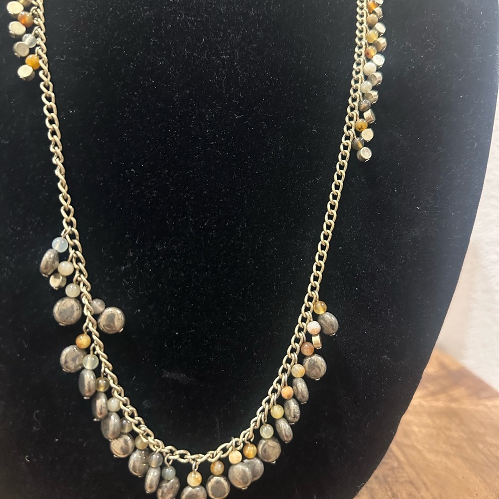 Coldwater Creek Gold and Cream Beaded Necklace - Picture 2 of 2